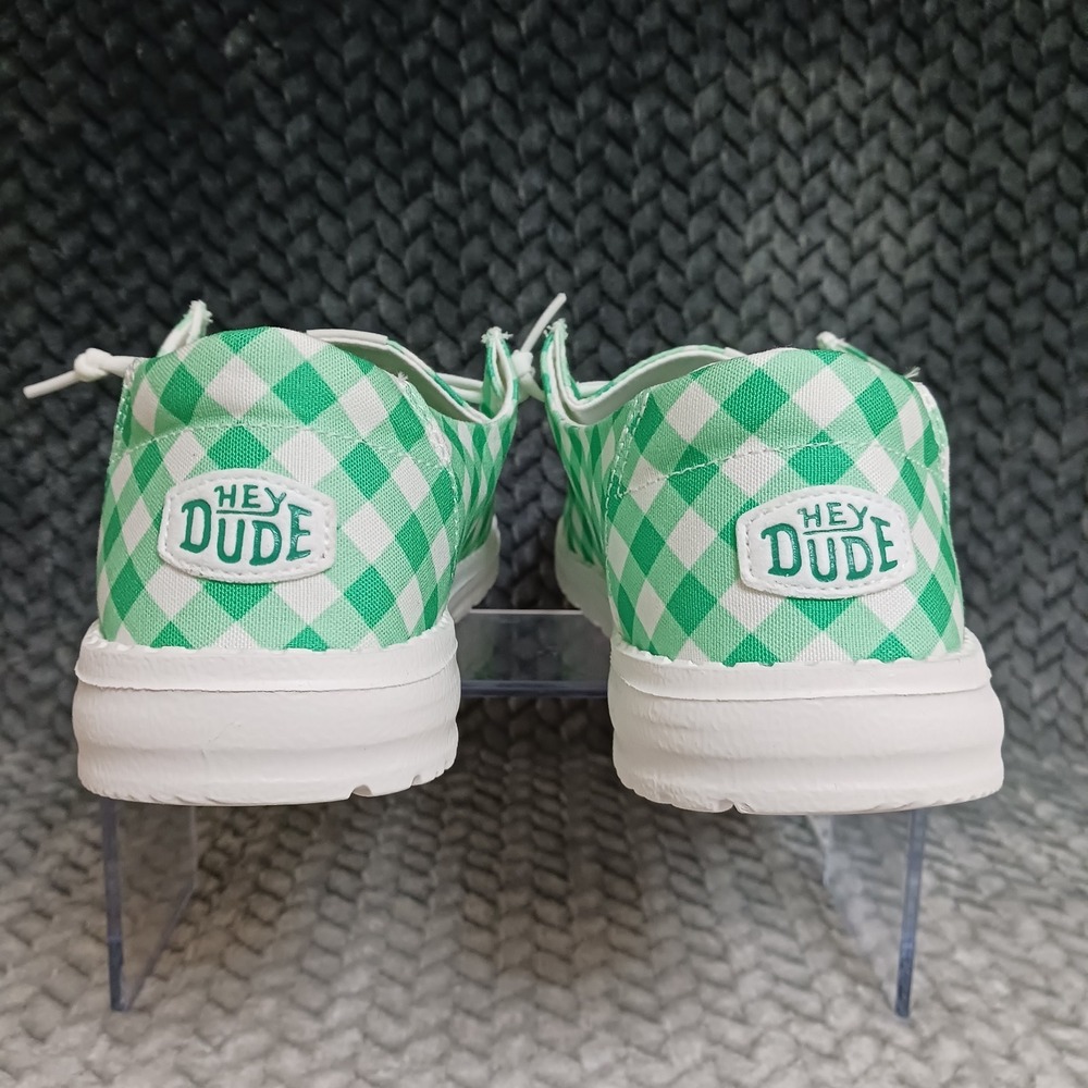 Hey Dude Wendy Shamrock Gingham Green White Women's Casual Slip-on Shoes Size 10 - Picture 3 of 12